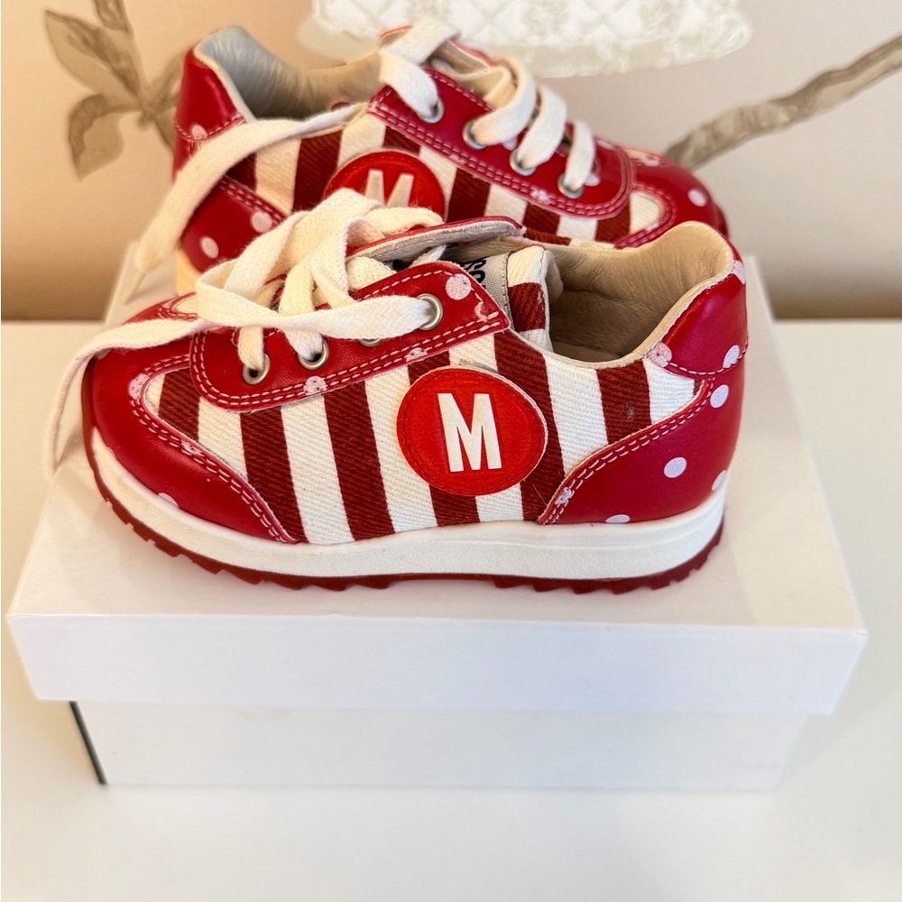 Moschino Red and White Kids Sneakers